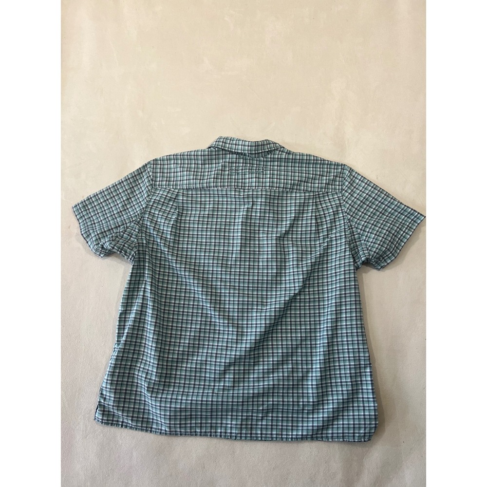 Duluth Trading Co Mens XL Relaxed Fit Untucked Plaid Short Sleeve Shirt Green - Picture 2 of 8